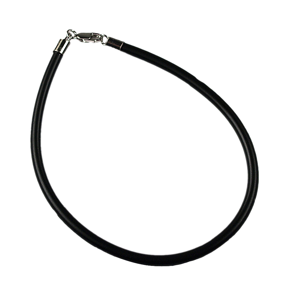  Bracelet en caoutchouc noir, 3mm x 19cm