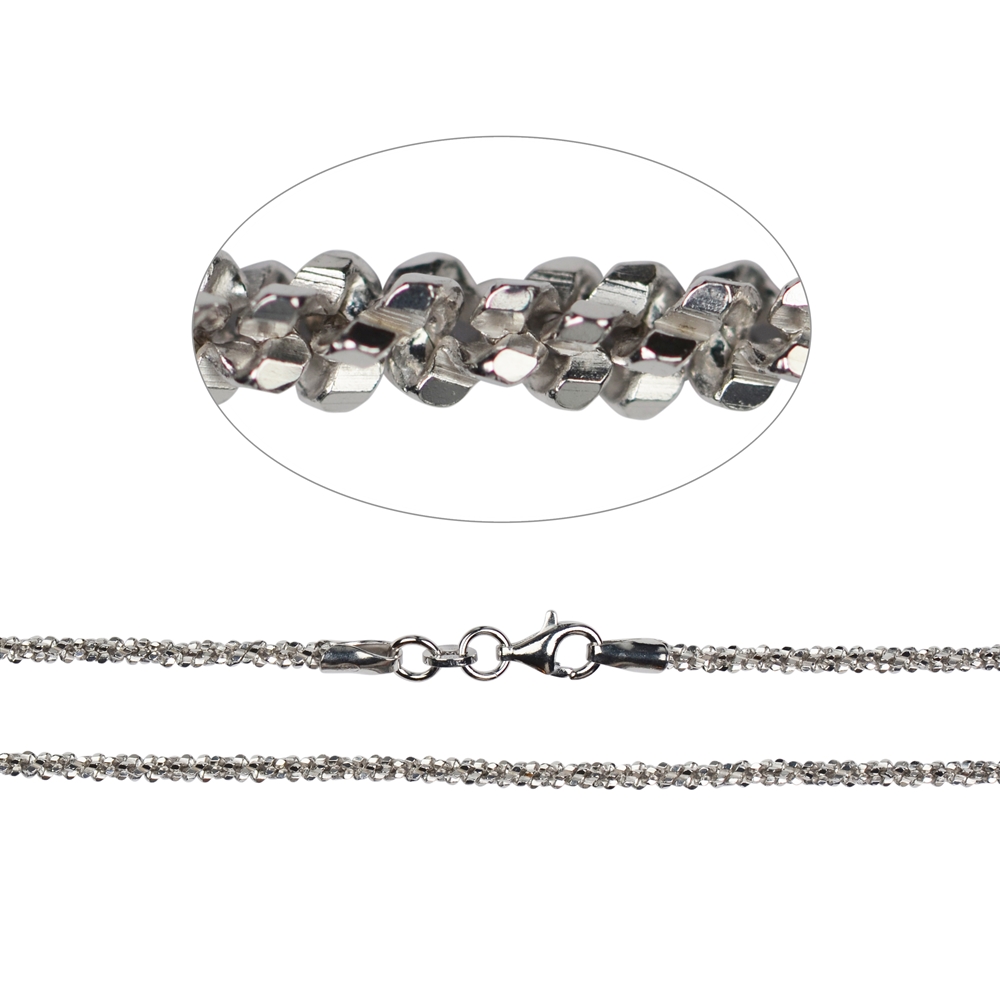 Sparkle chain, silver rhodium plated, 2,3 x 45cm