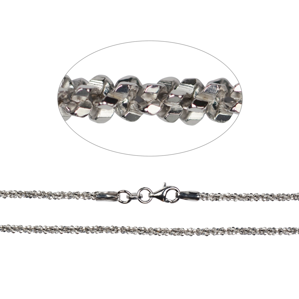 Sparkle chain, silver rhodium plated, 2,3 x 90cm