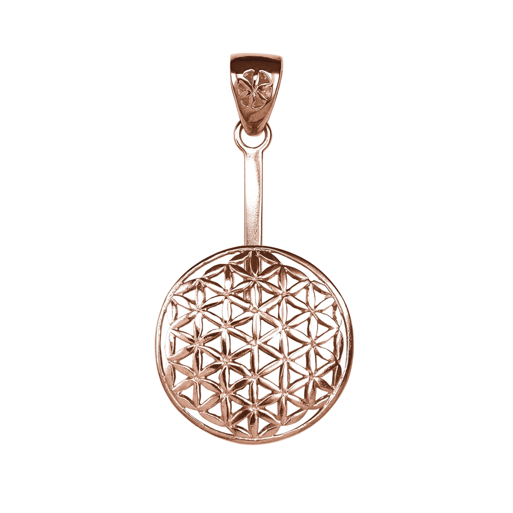 Porta ciambella Fiore della vita in argento placcato oro rosa, per ciambella da 30 mm