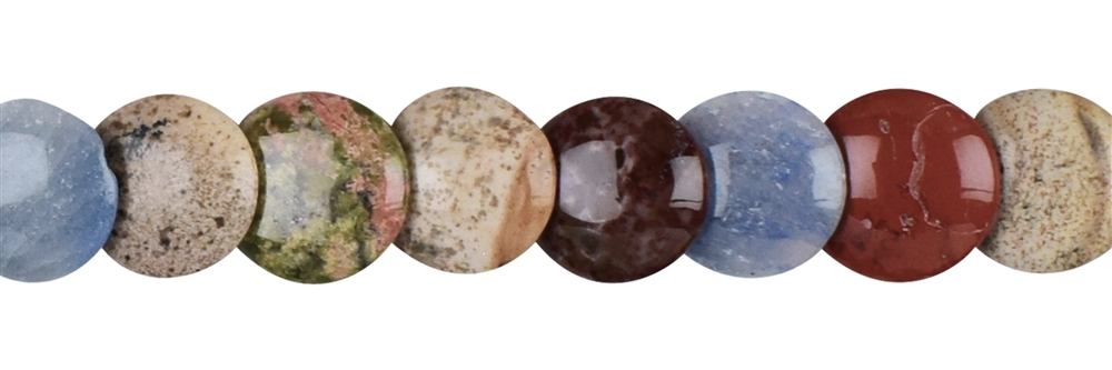 Strang Disc, gemischte Steinsorten, poliert, 12mm