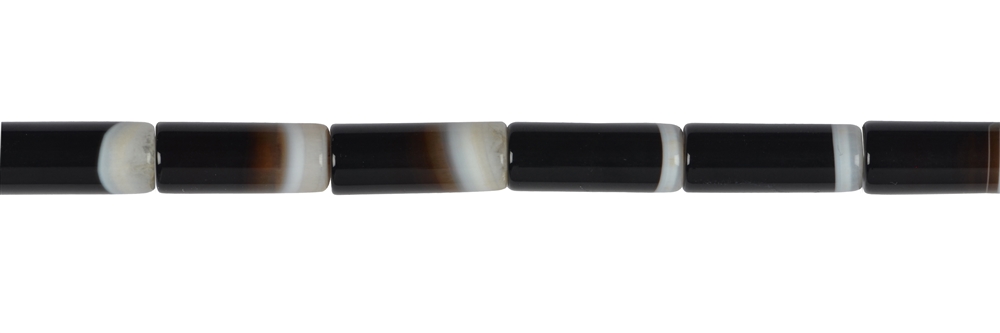 Strang Zylinder, Achat (schwarz-weiß), 20 x 8mm (48cm)