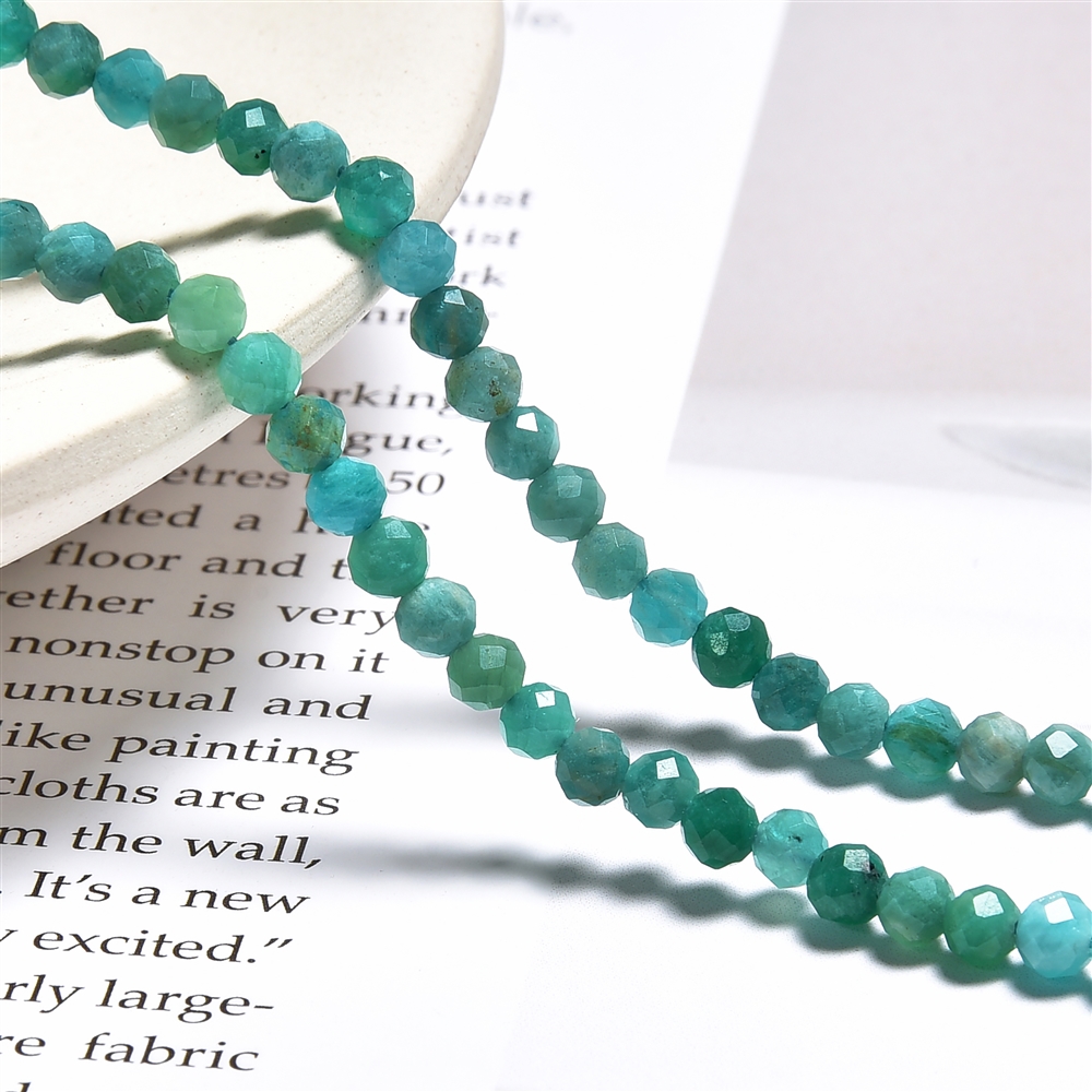 String Beads, Amazonite (dark), faceted, 04mm (39cm) | Marco Schreier