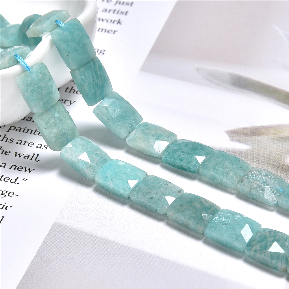 Rectangular strand, Amazonite, 10 x 8mm, faceted (39cm) | Marco Schreier