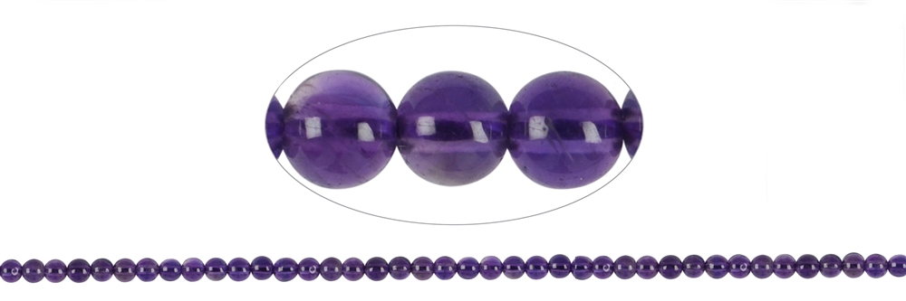 Strand of beads, Amethyst (dark) A, 03mm