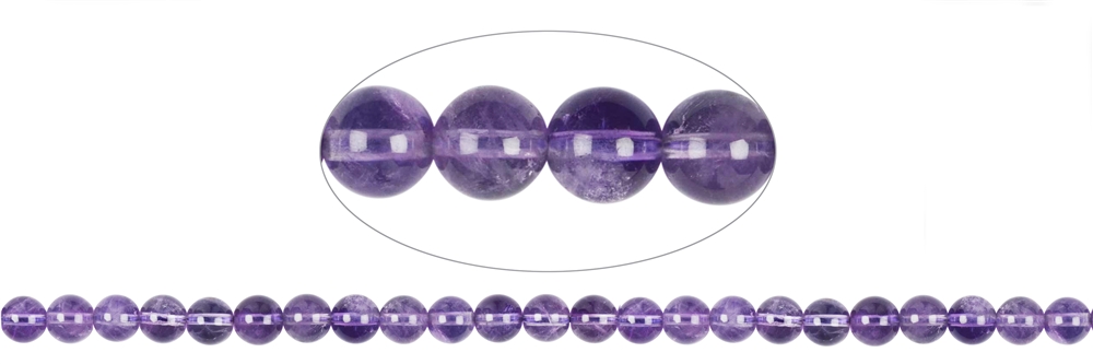 Strand of beads, amethyst (lilac), 08mm