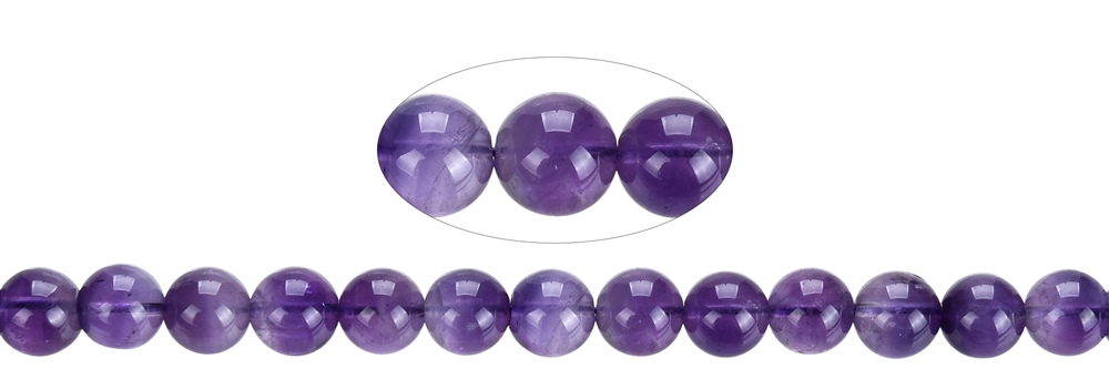 Strand of beads, amethyst (lilac), 10mm