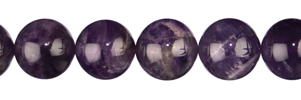 Rang de collier boules, Améthyste (foncée), 16mm