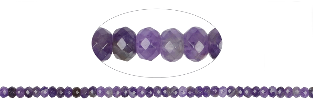 Strand Button, Amethyst, faceted, 04 x 06mm