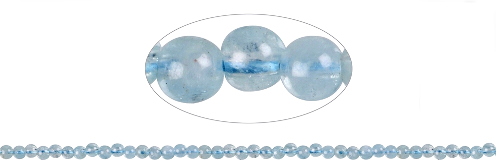 Strand of beads, Aquamarine, 03mm