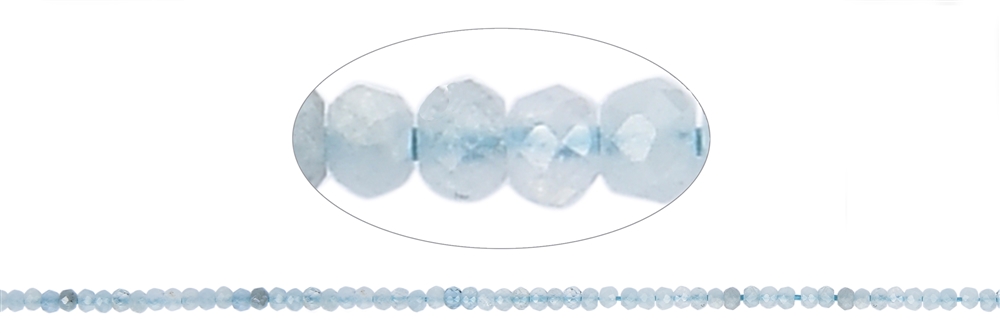 Strand Button, Aquamarine, faceted, 01,5 x 02mm