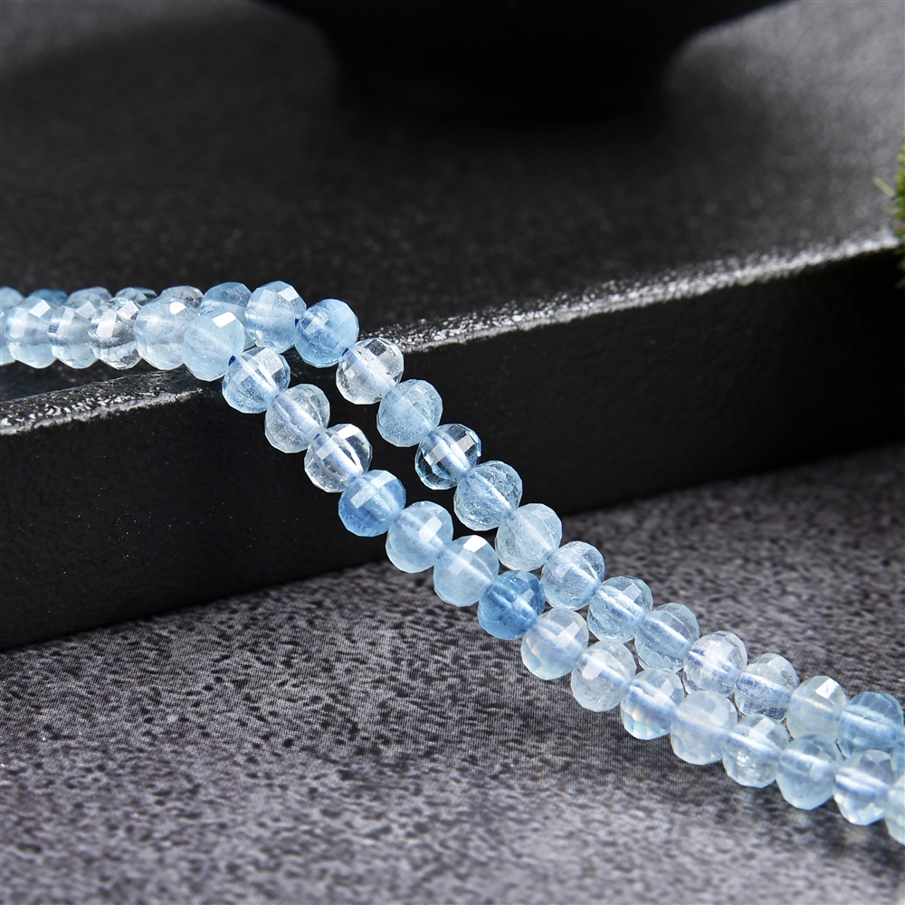 Strand button/lantern, Aquamarine A, 03 x 04mm, faceted