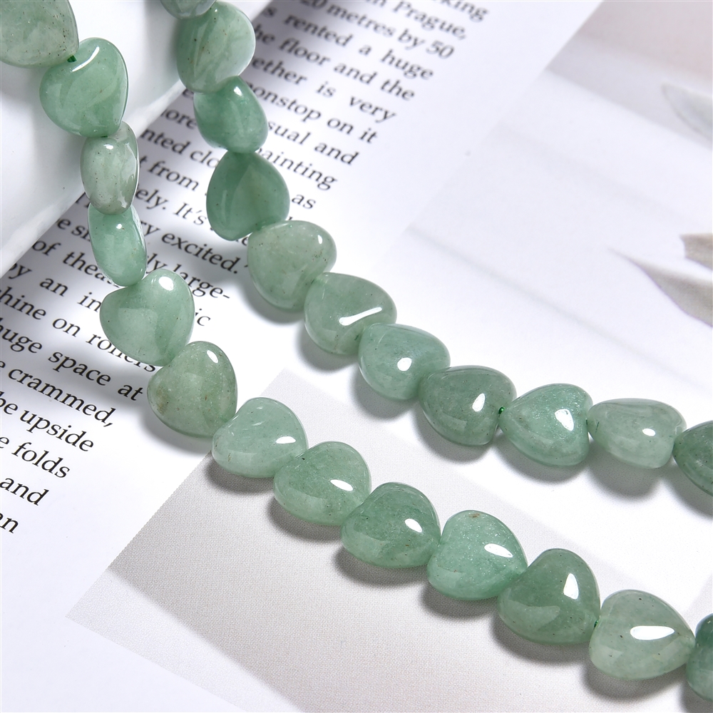 Strand of hearts, aventurine, 10mm | wholesaler gems, healing stones & jewelry