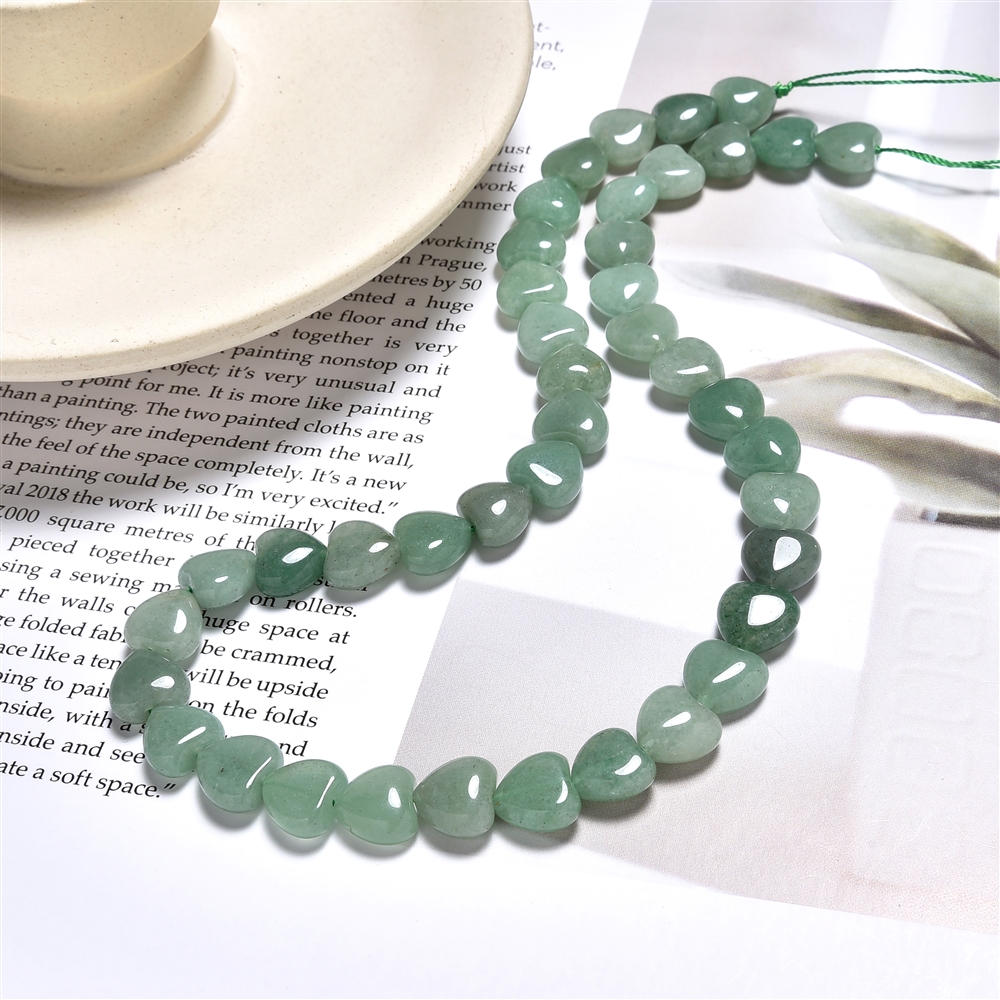 Strand of hearts, aventurine, 10mm | wholesaler gems, healing stones & jewelry
