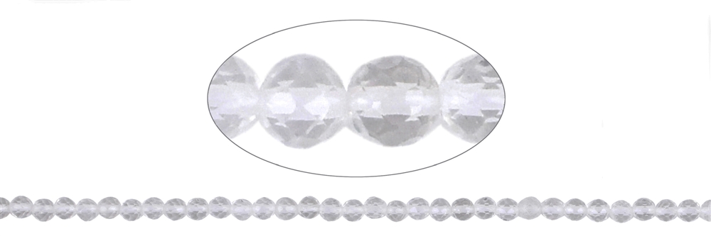 Strand of beads, Rock Crystal, faceted, 04mm