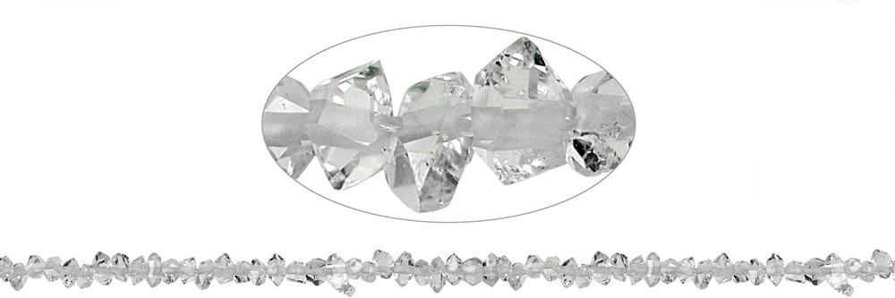 Strang Doppelender, Bergkristall (Herkimer-Art), 02-03 x 04-07mm