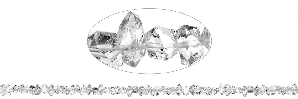 Strang Doppelender, Bergkristall (Herkimer-Art), 03-04 x 06-09mm