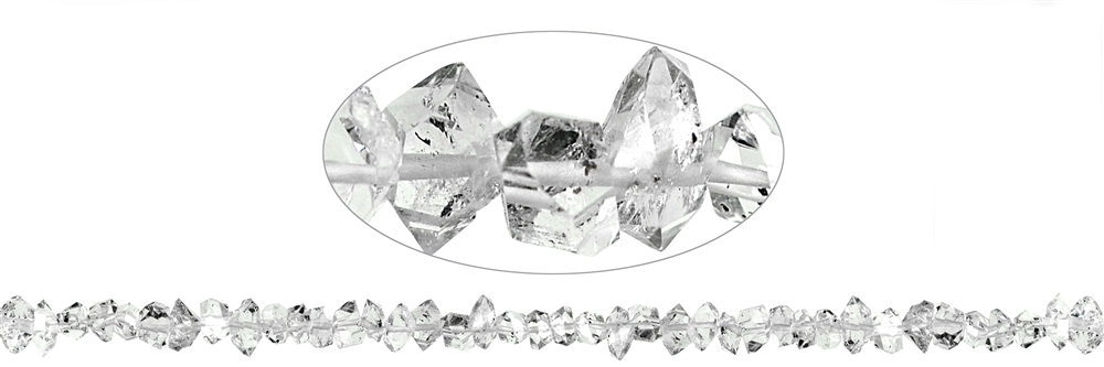 Strang Doppelender, Bergkristall (Herkimer-Art), 03-04 x 07-10mm