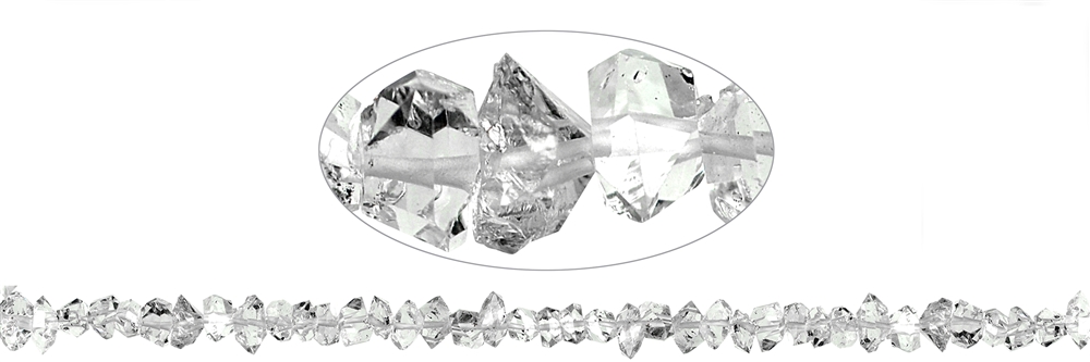 Strang Doppelender, Bergkristall (Herkimer-Art), 05-06 x 09-14mm