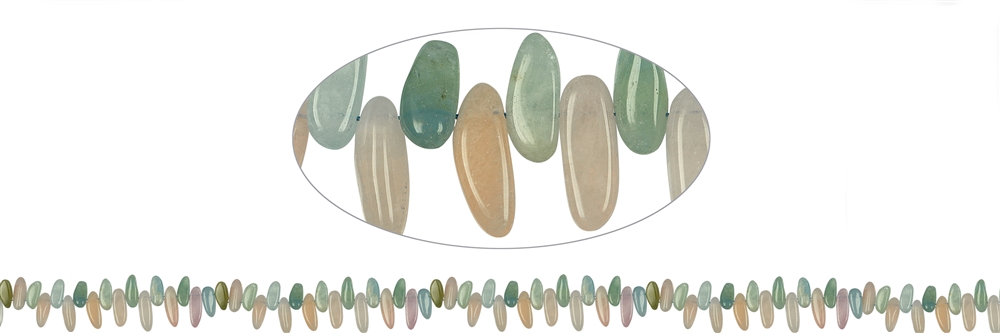 Denti piatti, berillo (acquamarina/morganite), 08 x 15-20 mm