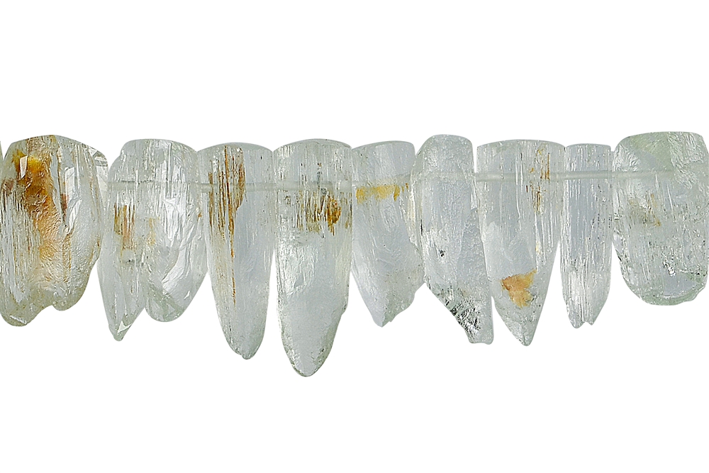 Filo di cristalli grezzi, berillo, 19 - 32 mm (38 cm), pezzo unico n. 02