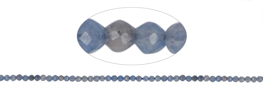 Rang de collier boules, quartz bleu, facettes, 02mm
