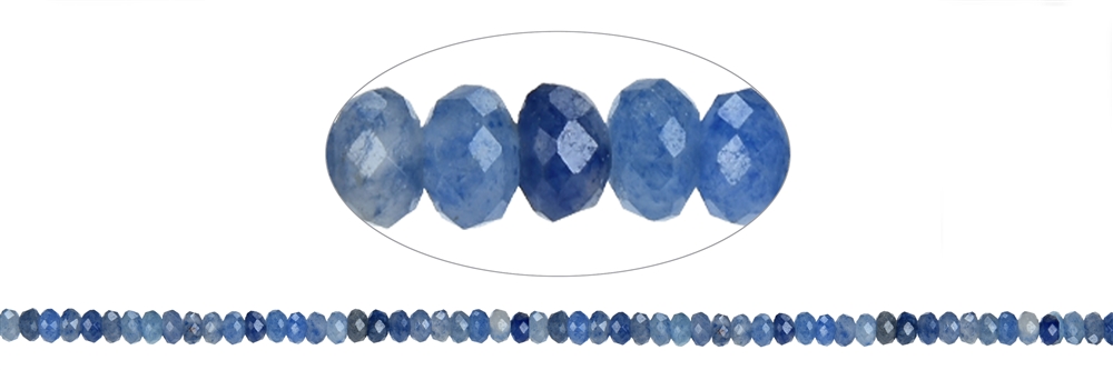 Strand Button, blue quartz, faceted, 03 x 05mm (38cm)