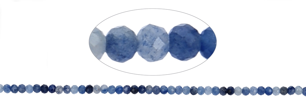 Filo di bottoni, quarzo blu, sfaccettato, 03 x 04 mm