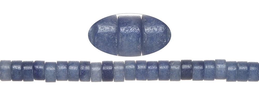 Strand cylinder "Heishi", blue quartz, 06 x 03mm (39cm)