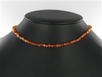 strand of beads, carnelian (burnt), faceted, 04 mm