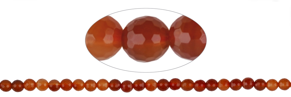 String Beads, Carnelian (heated), 08mm, faceted
