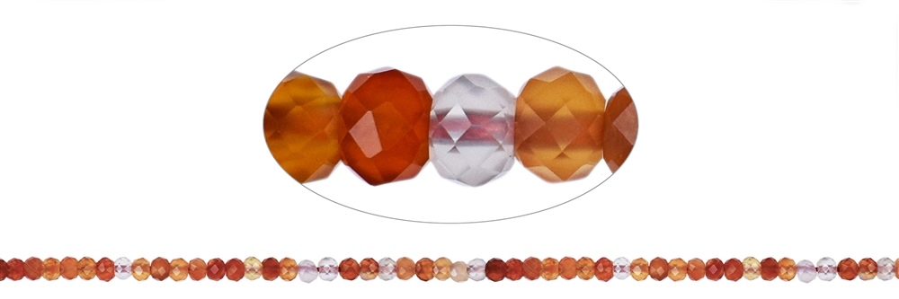 strand button, carnelian (burnt), faceted, 03 x 04mm