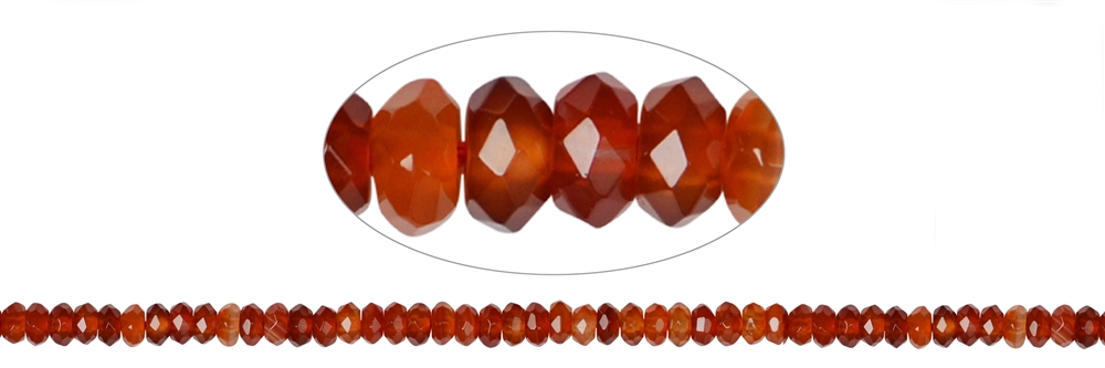 Strand Button, Carnelian (burnt), faceted, 06 x 08mm