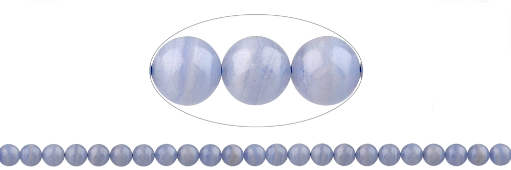Rang de collier boules, Calcédoine (bleu), 08mm