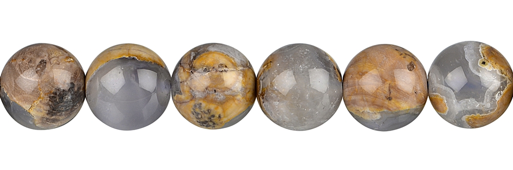 Strand of balls, chalcedony in matrix, 12mm