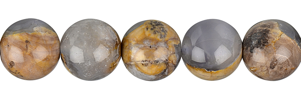 Strand of balls, chalcedony in matrix, 16mm