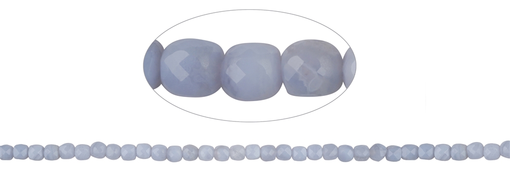Strand cube, Blue Lace Agate (blue), faceted, 04 x 04mm