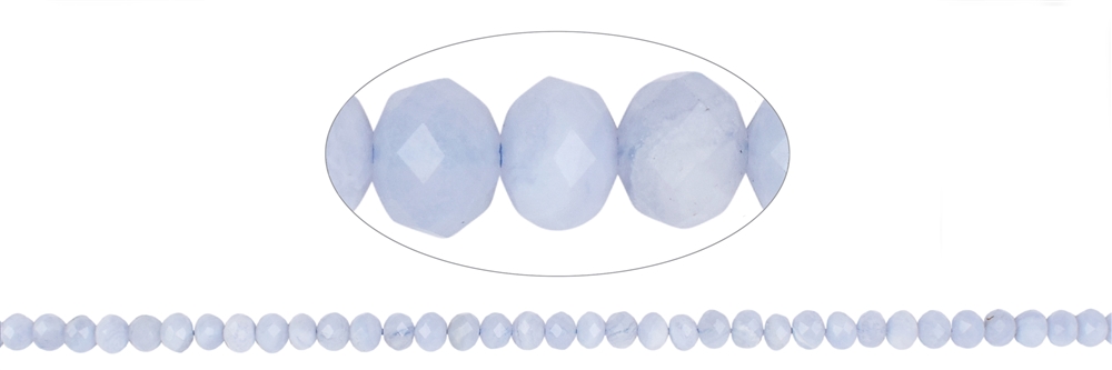 Strang Button, Chalcedon (blau), facettiert, 04 x 05mm