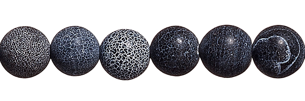 Rang de collier boules, Onyx (gef.), sillonné, mat, 14mm