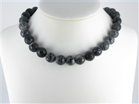 Strand of beads, Onyx (set), furrowed, faceted, 14mm