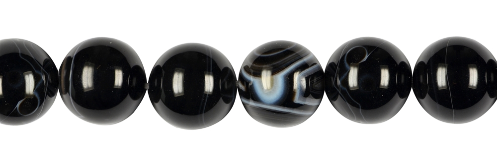 Strand of beads, Onyx banded (gef.), 20mm