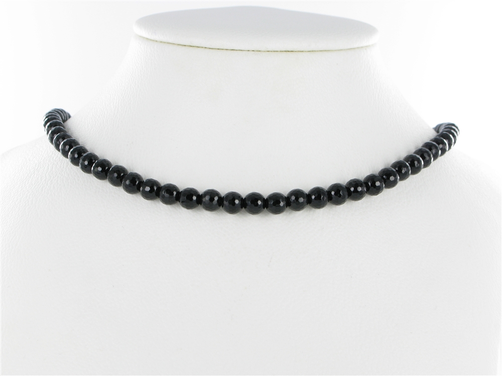 Strand of beads, Onyx (set), faceted, 06mm