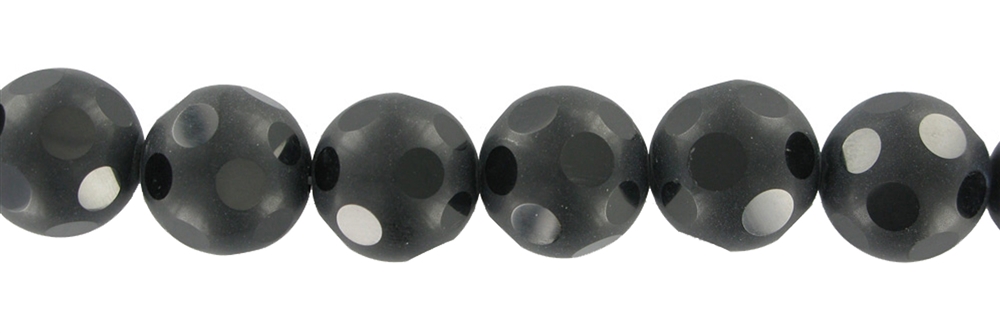 Rang de collier boules "fenêtre", Onyx (gef.), 12mm
