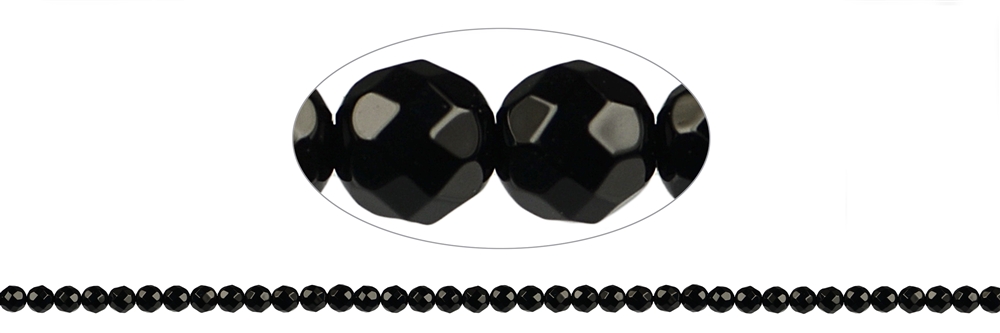 Strand of beads, Onyx (set), faceted, 03mm
