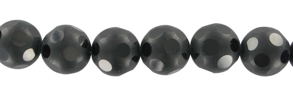 Rang de collier boules "fenêtre", Onyx (gef.), 14mm