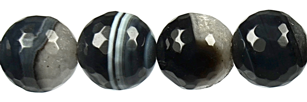 Strand of beads, Onyx half/half (set), faceted, 16mm