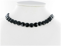 Strand Button flat, Onyx (set), faceted, 10 x 04mm