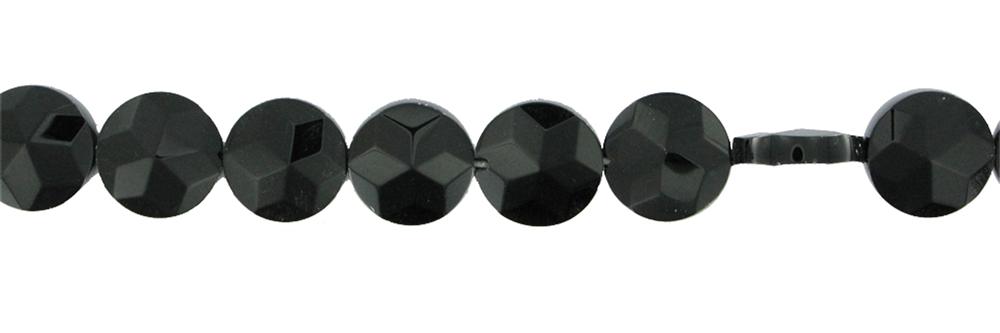 Strang Button flach, Onyx (gef.), facettiert, 10 x 04mm