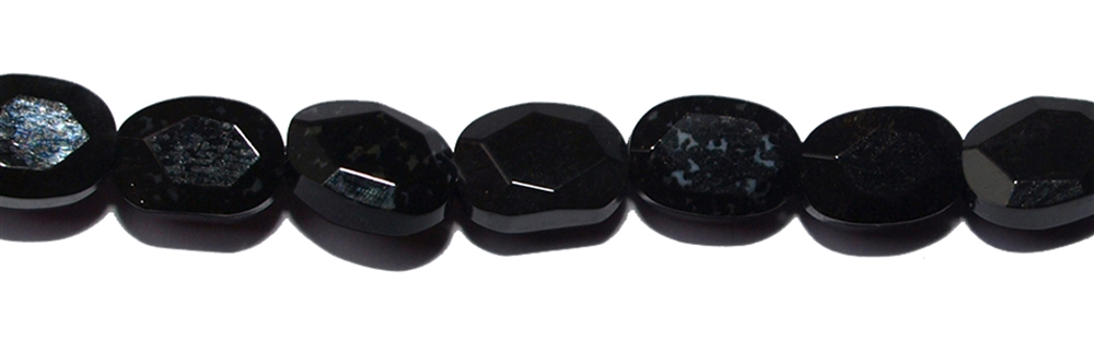 Rang de collier, Mini-Ovale, Onyx (gef.), bord facetté, 04 x 06mm
