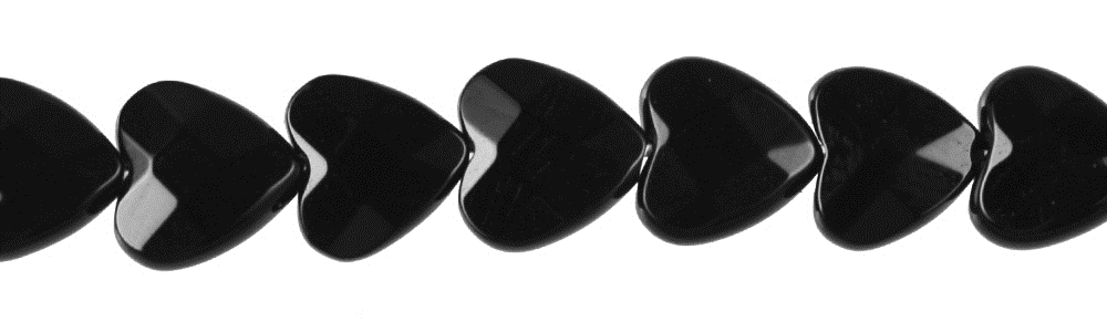 Strand heart, Onyx (set), faceted, 08mm